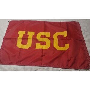 Vintage USC University of Southern California Sewn Patches Flag 23.5” X 36.5”